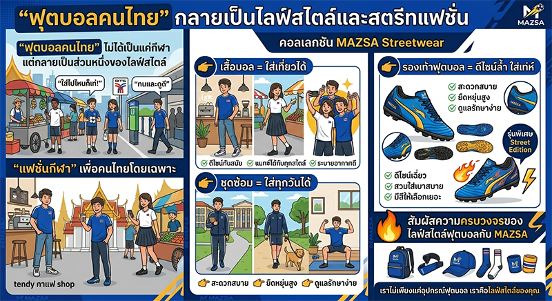 การเปลี่ยนแปลงครั้งสำคัญของแฟชั่นกีฬา 2026 | ฟุตบอลคนไทย ใส่ได้จริง เท่ห์ได้ทุกวัน โดย MAZSA