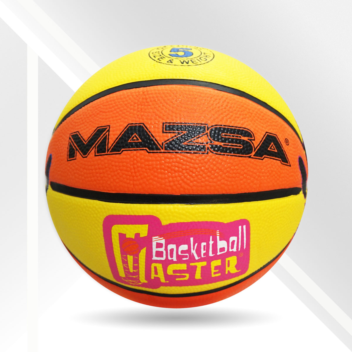 บาสเกตบอล ยางเซลลูลาร์ MAZSA 8 แผ่น  # 5 Hand on Cellular Rubber  Basketball 8 Panels  # 5 Hand on