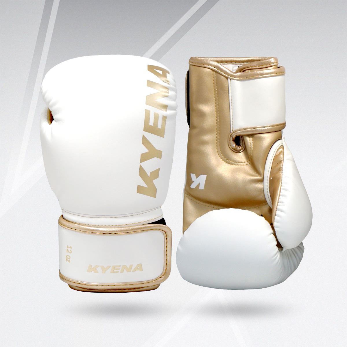 นวมเวลโก้  PU สีขาว/ทอง  PU Boxing Gloves White/Gold