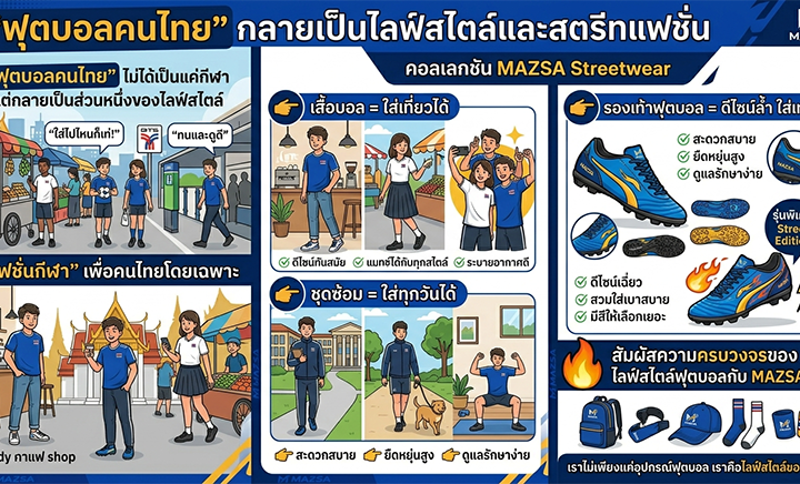การเปลี่ยนแปลงครั้งสำคัญของแฟชั่นกีฬา 2026 | ฟุตบอลคนไทย ใส่ได้จริง เท่ห์ได้ทุกวัน โดย MAZSA